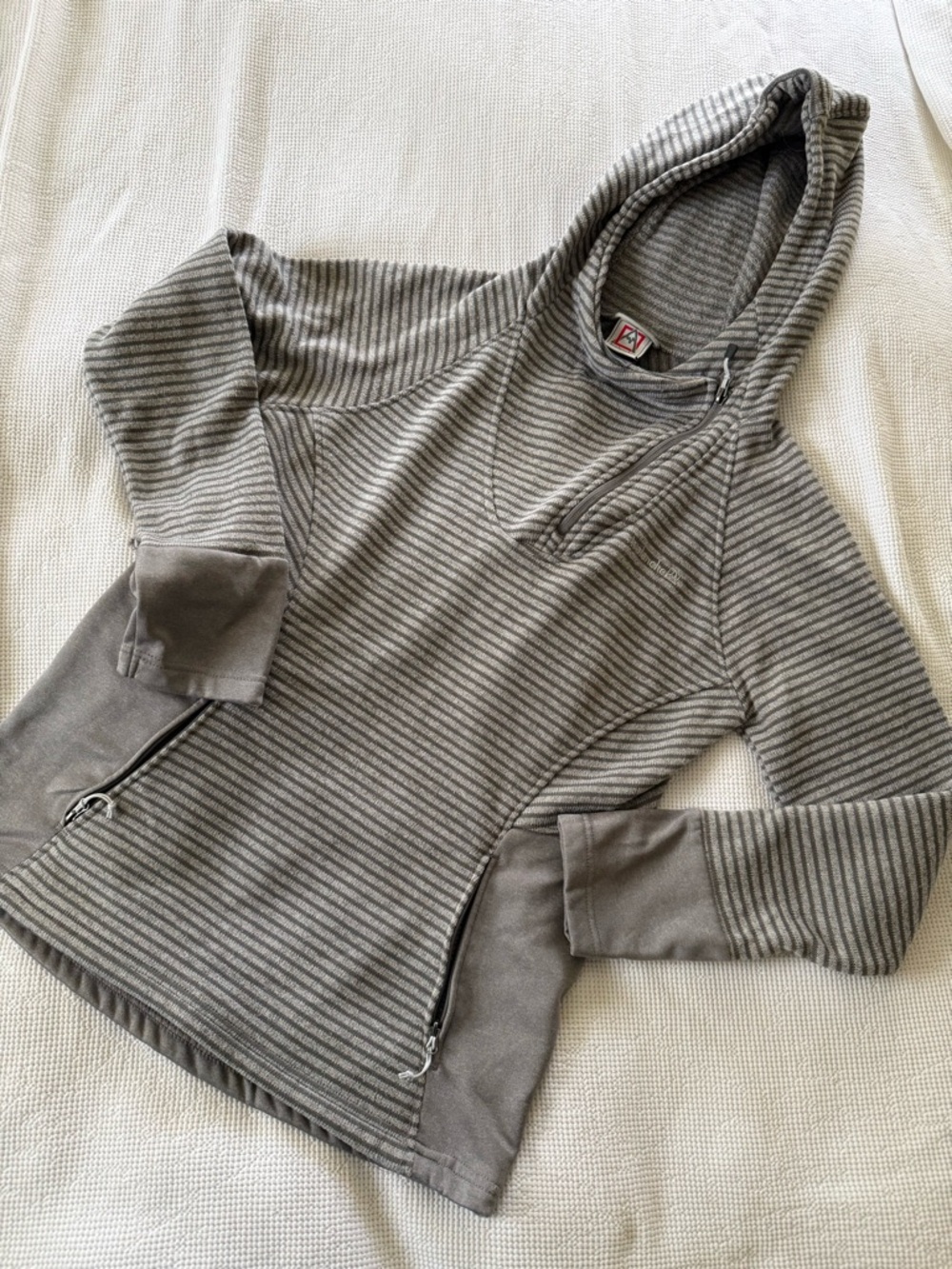 Avalanche Gray Striped Knit Hoodie